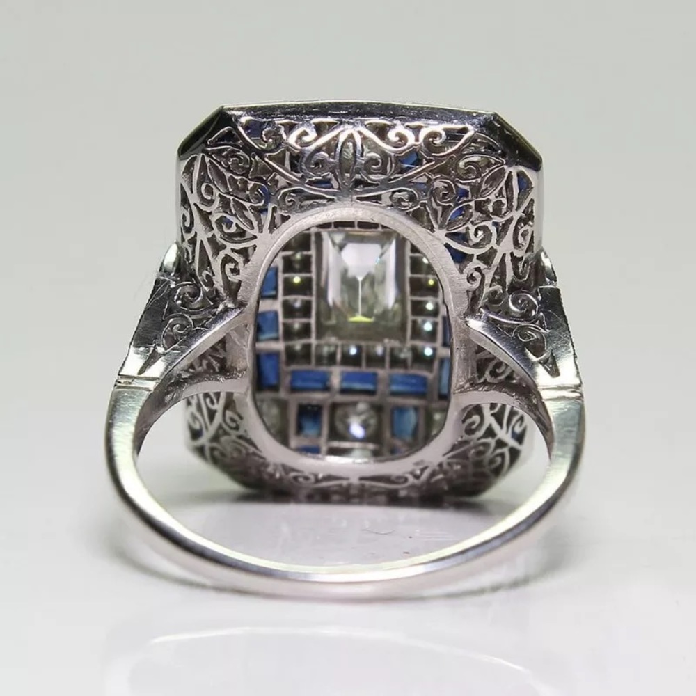 New Women’s 925 Silver Royal Blue Diamond Ring - Picture 3 of 6